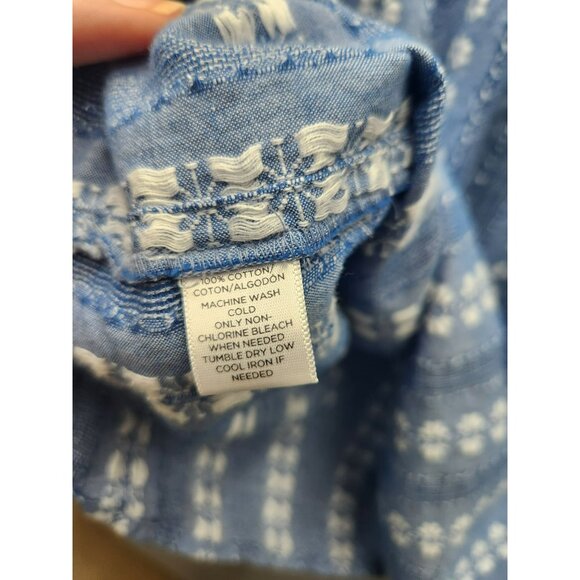 Loft Blue Floral Cotton Blouse Medium - Picture 4 of 5